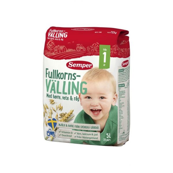 Semper Fullkornsvälling Havre Vete & Råg 12m 5 L 森宝 瑞典儿童谷物奶粉1岁 – 裹一裹