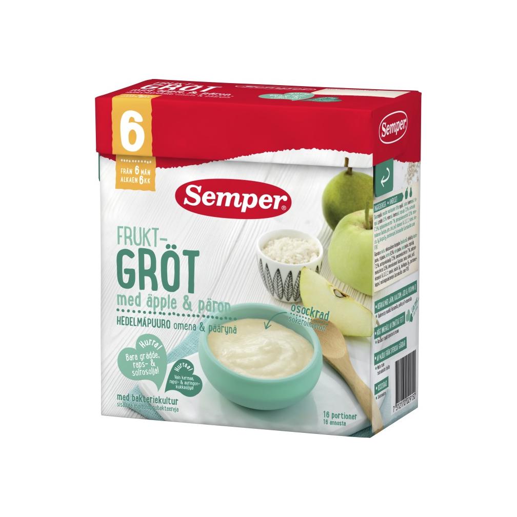 Semper Fruktgröt med Äpple & Päron 6M 480 g 森宝 瑞典苹果香梨麦粥6月 – 裹一裹