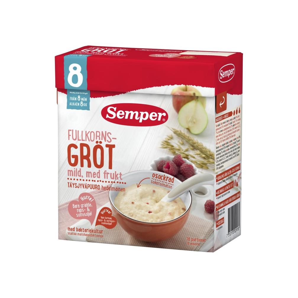Semper Fullkornsgröt Mild med Frukt 8M 480 g 森宝 瑞典树莓麦粥8月 480g – 裹一裹
